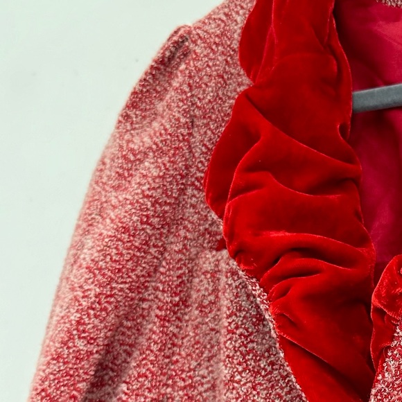 Vintage Velvet Trim Crop Jacket Antique Buttons and Pockets Medium - Picture 9 of 10